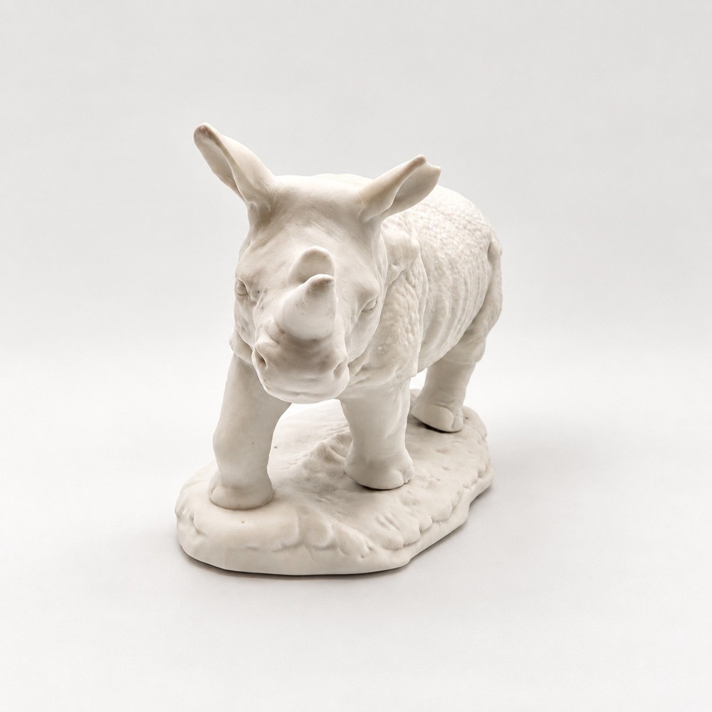 Vintage 1973 Aldon Accessories White Bisque Porcelain Rhinoceros Figurine Japan - Picture 4 of 6